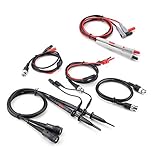 El kit contiene una gran cantidad de accesorios para osciloscopios multimétricos y otros equipos.