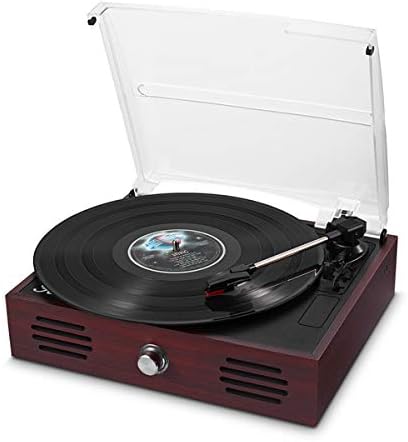 Record Player Belt-Drive 3 Speed Retro Portable Wooden Suitcase Turntable 33 1/3 45 78 RPM LP Vinyl with Stereo Speakers