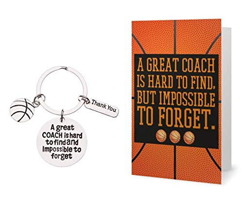 Basketball Coach Keychain and Card Set - Thank You Appreciation Gift for Men and Women - A...