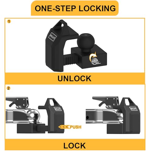 BVLLVT Heavy Duty Trailer Hitch Lock for 2 5/16\" Ball Coupler - Adjustable Locking Mechanism Design - Anti-Theft Solid Steel Coupler Lock for RV, Boat, Camper Trailer