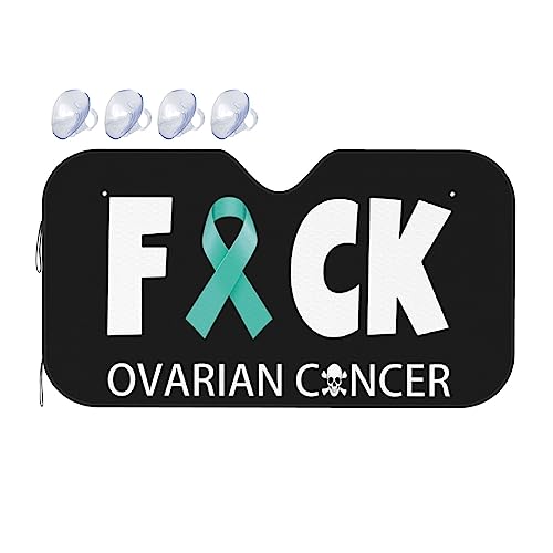 Ovarian Cancer Warrior Aweareness Ribbon Foldable Car Windshield Sunshade Blocks Heat and Sun Glare Uv Rays