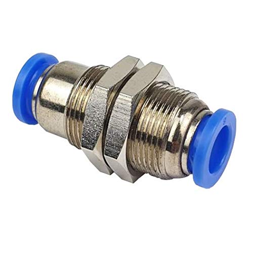 Pneumatik Schottverschraubung - Push In Fitting Schott-Steckverbindung - Steckverbinder für Druckluft & neutrale Gase (6mm Schlauchanschluss)