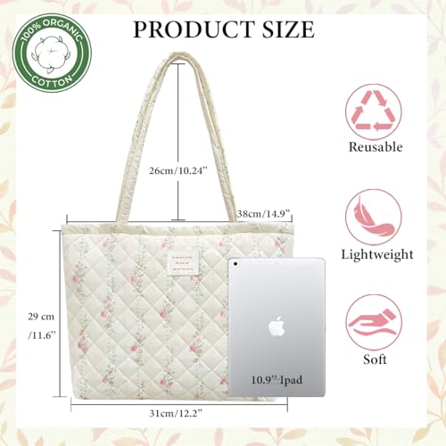 Image of Sunwel Fashion Top Zipper Floral Quilted Bag Small Tote Bag for Women
