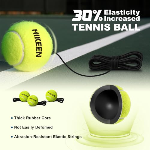 Image of Hikeen Premium Tennis Trainer Rebound with Metal Base,Portable Solo Tennis Trainer Set with 3 Highly Elastic String Balls,Tennis Practice Equipment for Adult Kids an Beginners