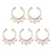 Homxi 5 Pièce Piercing Nez Faux,1.8mm Gauge 12 Piercing Nez Anneau Piercing Nez Acier Chirurgical Forme de U Zircon Cubique Piercing Arcade Or