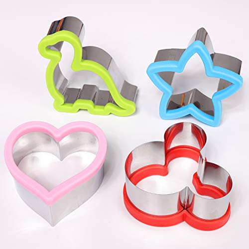 Magigift Stainless Steel Sandwiches Cutter Set, Dinosaur & Heart & Star Shapes Sandwiches Cutter Cookie Cutter -Food Grade Cookie Cutter Mold For Kids (Big+Medium, 8Pack) #TOP3