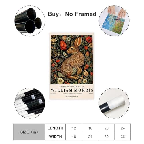 Poster lapin William Morris dark botanical idée cadeau originale - 2