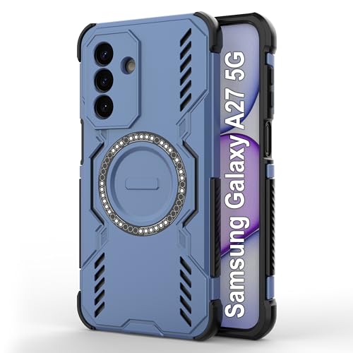 Image of Zapcase Back Case Cover for Samsung Galaxy A27 5G | Magnetic Case with Built-in Metal Ring | Supports MagSafe Charger, Wallet & Car Mount | Shockproof Hybrid PC + TPU | Blue