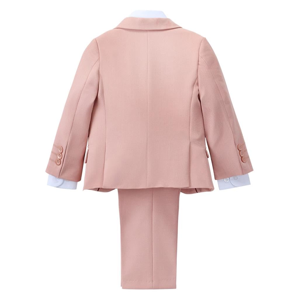 Lito Angels Costume Cintré 5 Pièces pour Garcon - Ensemble de Smoking Élégant pour Mariage & Événements - Tailles 2-13 Ans - Bleu Royal/Vert Émeraude/Rose Poudré​ / Camel