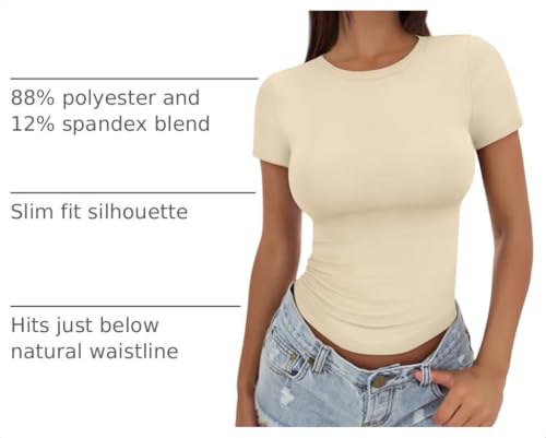 Image of Trendy Queen Womens Fitted Short Sleeve Shirt Buttery Soft Top Stretchy Tee