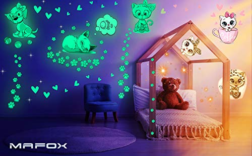 Vinilos decorativos para niños con gatos y perros que brillan en la oscuridad miniatura 3