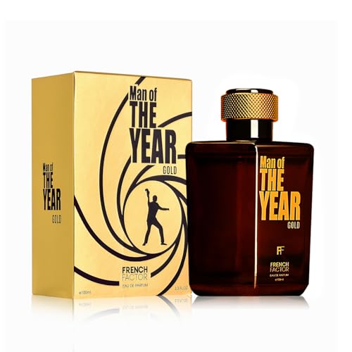 Image of French Factor Man Of The Year Gold Perfume For Man Long Lasting Eau De Parfum With Woody Notes Gift For Boys (Pack Of 1, 100ml)