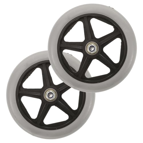 HAPINARY Replacement Wheelchair Wheels 6 Inch Small Gray Wheel Sturdy Plastic Universal Fit Wheelchair Accessory