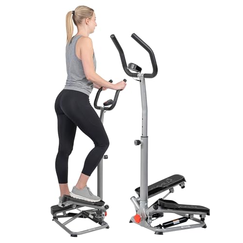 Sunny Health & Fitness Smart Twist Stair Stepper Machine with Handlebar, Space Saving, Low-Impact, LCD Digital Monitor, Height Adjustable, with Optional Connected Fitness with SunnyFit App