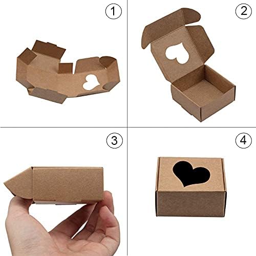 30 Pieces Small Brown Paper Boxes, Kraft Gift Packaging Boxes, Kraft Paper Box, Handmade Soap Paper Box, Mini Bakery Boxes, Cupcake Paper Boxes, Hollow Heart Shaped Gift Box for Cookies, Pastries