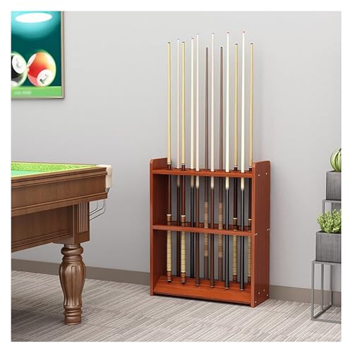 Support de queues de billard au salon : meuble en bois d'angle pratique