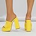 azmodo Elegant High Chunky Heel Mule Sandals for Women Chic Platform Summer Slip-Ons Block Heel Wedge Shoes with Knit Upper Fashionable Dressy Evening Party Shoes (Yellow, 6.5-7)