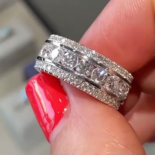 Women Pretty 925 Silver Filled Ring Sprkly Cubic Zircon Wedding Ring Sz 6-10-6