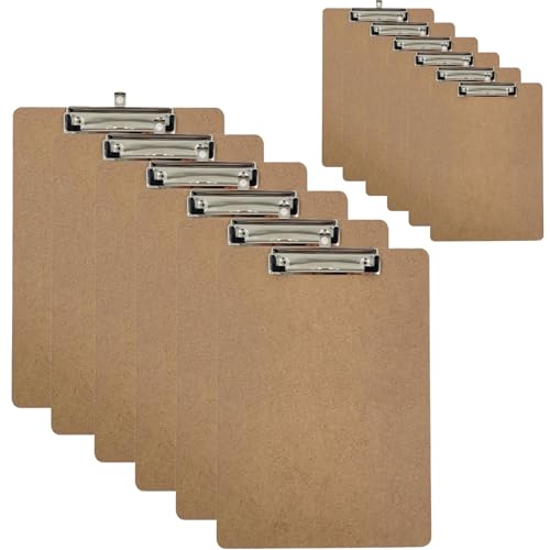 Porte-bloc A4 en bois rigide lot de 12 planche à pince fournitures scolaires