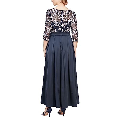 Image of Alex Evenings Women's Satin Ballgown Formal Event Dress with Pockets and Tie Belt (Petite and Regular Sizes)