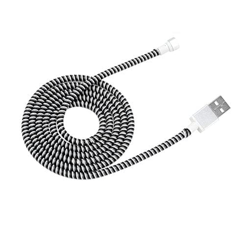 Image of J'TTON Spiral Triple Color (2 Pcs) 1.4 Meters Each-Full Size Cable Cord Charger Protector Saver Winder for iPhone & Android Charging Cables (Black)