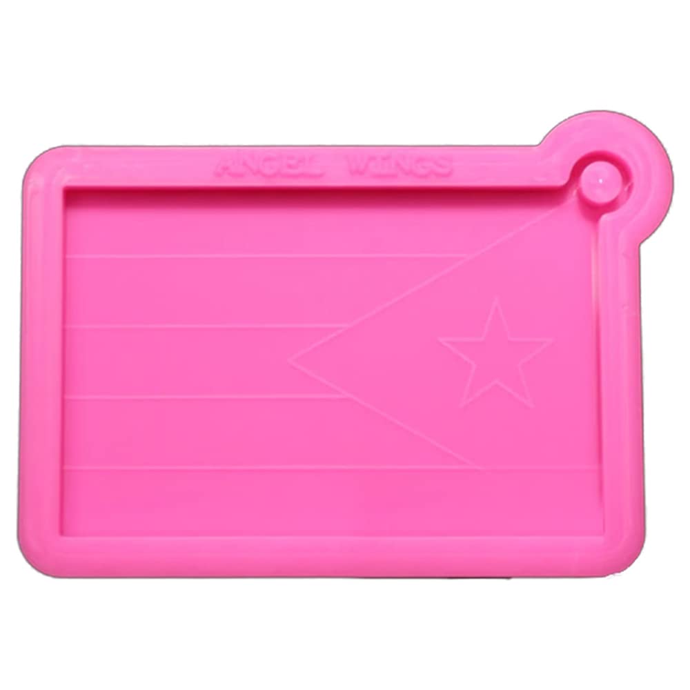 Razzle Dazzle Puerto Rico Flag Key Chain Mold DIY Trinket Fondant Dessert Pudding Earrings Handheld Mirror Jewelry Art Making Translucent Silicone Epoxy Resin Casting Necklace Crystal Color Pink