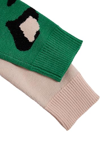 WDIRARA Girl's Leopard Animal Print Button Down Cardigan Sweater Color Block V Neck Knit Outerwear4