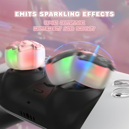 Image of PlayVital Cute Universal Illuminated LED Thumbstick Grips for ps5, for ps4, for Xbox Series X /S, for Xbox One, Switch Pro Controllers, Joystick Protection - Needy Sheep
