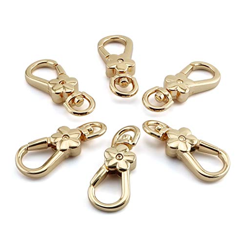 JCBIZ 6pcs Zinc Alloy Swivel Buckles Key Ring Clip Lobster Clasps Trigger Snap Hook Pet Chain Connection Buckle(Gold)