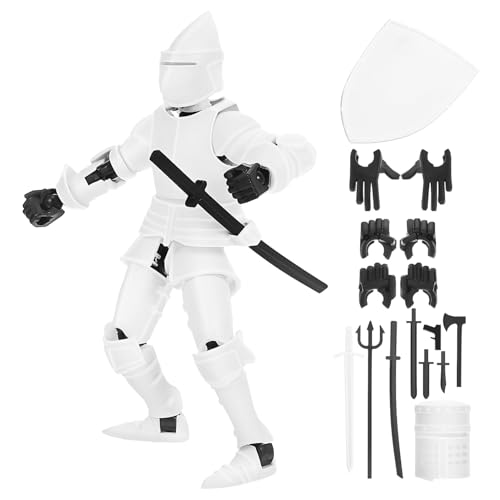 Milisten Articulated Knight Action Figure Multi-Jointed Movable Robot Toy 2.20X1.81X0.08In Poseable Medieval Knight with Accessories for Kids Skill Development Desktop Decoration