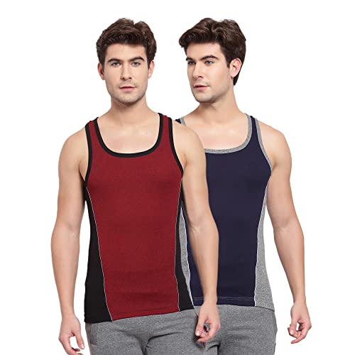 Image of sporto Men's Round Neck Solid Vest, Premium Super Soft Cotton, Ultra Light (Combo Pack)