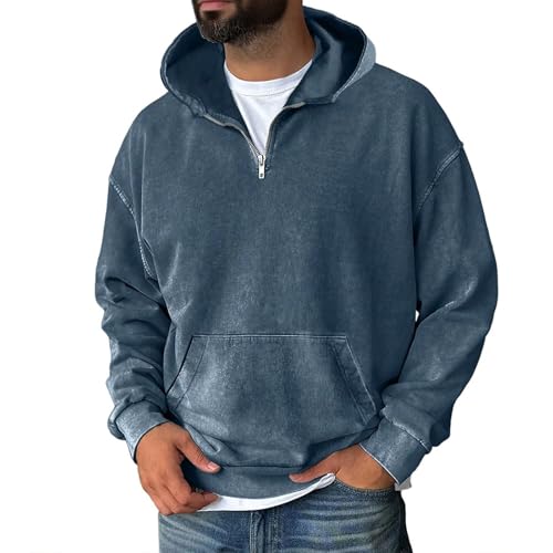 GOFULY Quarter Zip Hoodie Men Design Big And Tall Stylish Sweatshirts Fashion Streetwear Fall Hoodies Pullover With Pockets