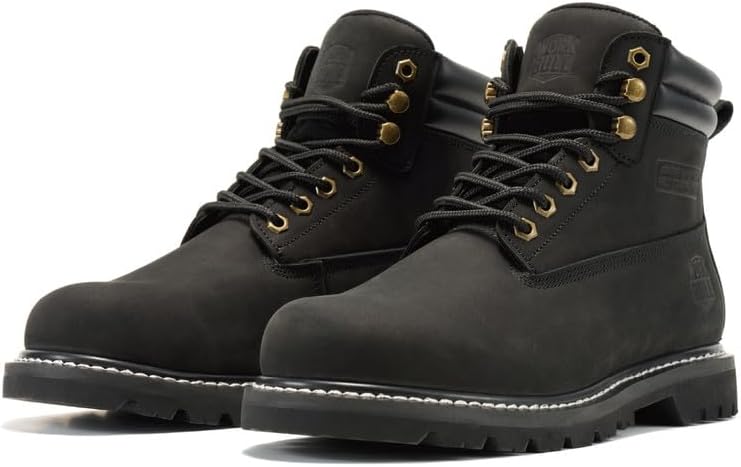 Work Boots for Men Soft Toe Non Slip Comfortable Leather Workboots