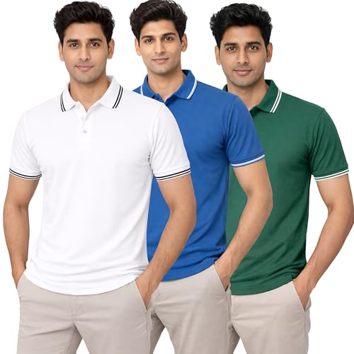 Image of Hangout Hub Men's Polo T Shirt | Solid | Plain Regular Fit Tees|Collar T-Shirts|Half Sleeves|Set of 1 & 2|HH.MP.MAR