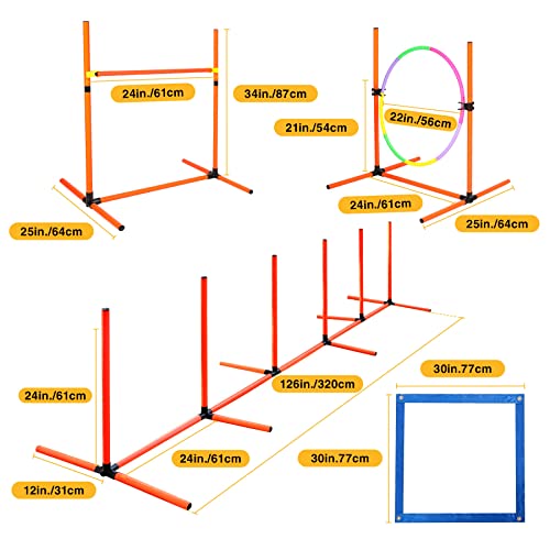 Stonehomy Dog Agility Training Equipment, 4/5 Pcs Pet Outdoor Obstacle Courses Set For Backyard, Includes Jumping Ring, High Jumps, Weave Poles, Pause Box And Carry Bag #TOP2