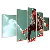 islandburner Bild auf Leinwand Skateboarder im luftigen Sprung für Wohnzimmer Jugendliche Skateboardladen Bilder Wandbilder Poster