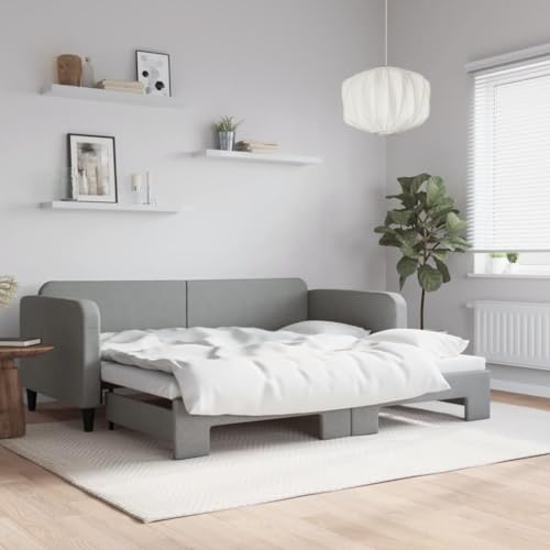 Vetnasa Sofá Cama Nido Tela Gris Claro 90x200 cm Mobiliario, Camas y Accesorios, Camas y somieres Gris 42,45 KG