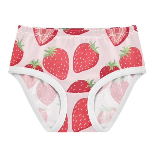 Red Strawberries Light Pink Little Girl Panties Girls Underwear Toddlers Cotton Durable Briefs Girls Undies 2t