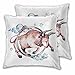 Fodere per cuscini acquerello Buffalo 45,7 x 45,7 cm, set di 2, federe per cuscini in poliestere bianco toro marrone toro bisonte stella del toro per divano, divano