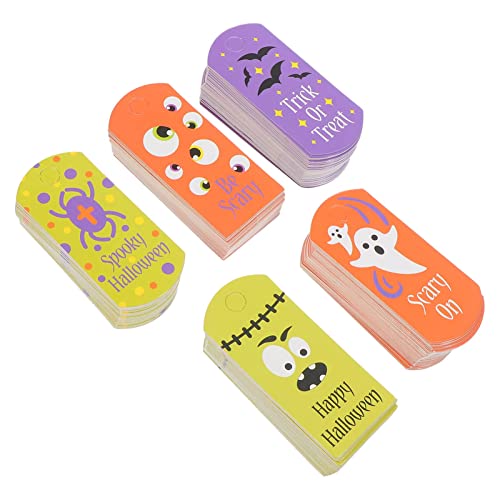 Wiamee 250Pcs Halloween Paper Tags Trick Or Treat Craft Label Tags Hanging Message Card Pendant For Candy Goodie Bag Name Card Decor #TOP1