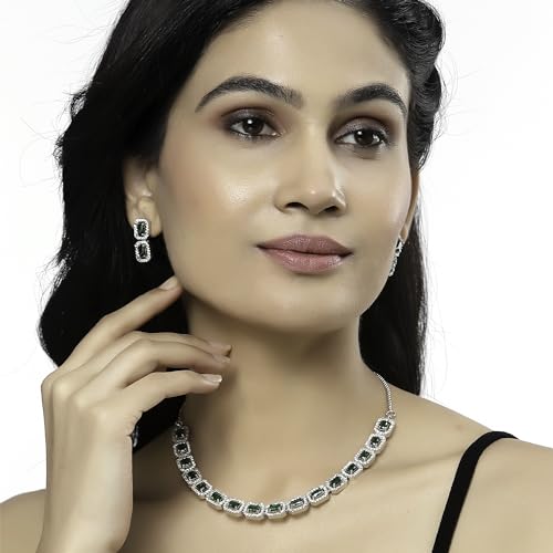 Rhodium-Plated American Diamond Necklace Set