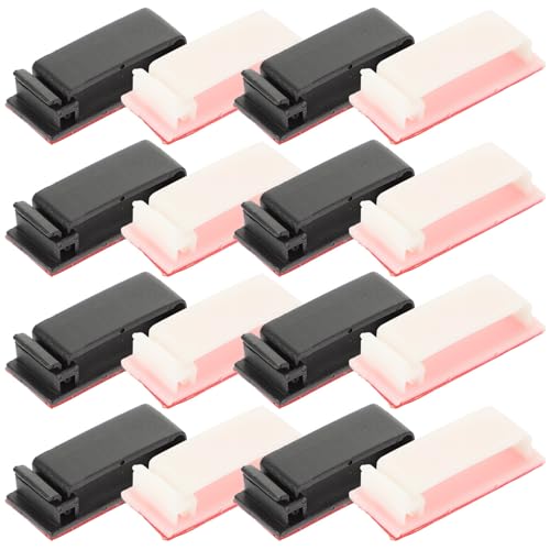 20 piezas de clips adhesivos para cables con diseño sin perforación para fácil instalación, clips organizadores de cables plásticos para gestión de cables en hogar y oficina, organizador de cables para escritorio