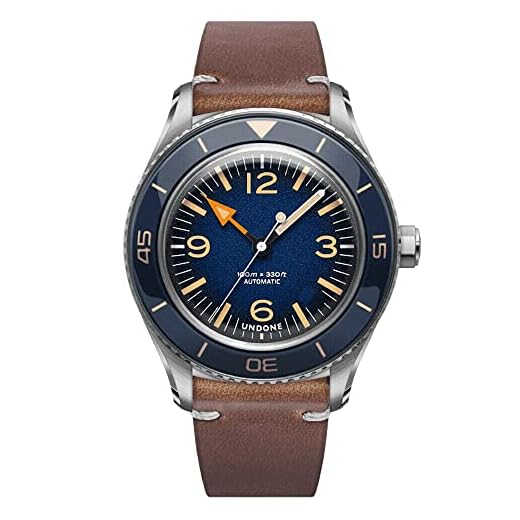 Undone Basecamp Classic Blue Vintage Automático Acero Azul Piel Marron Reloj Unisex