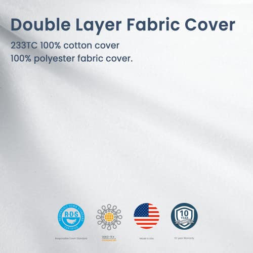 Cozy One Classic Goose Feather Down Bed Pillows For Natural Down Sleepers, Made In Usa, Standard/Queen Size, 20X28 Inch, 2 Pack, For Back, Side Or Stomach Sleepers #TOP2