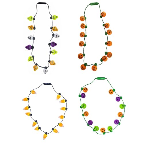 Collier lumineux Halloween lot de 4 pour illuminer vos déguisements de fête