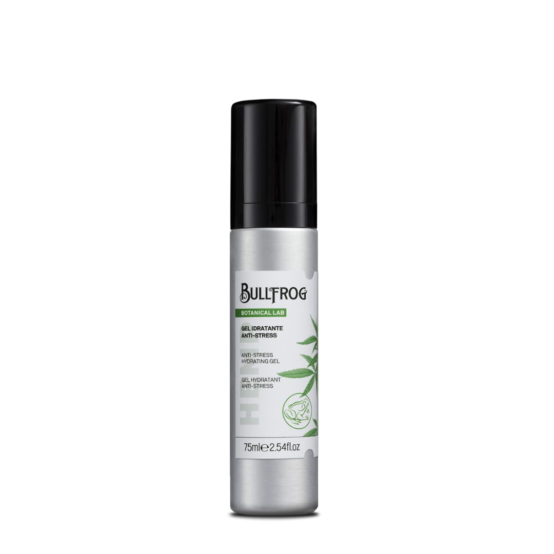 Bullfrog - Gel Idratante Anti-Stress: Gel Rinfrescante, Invisibile, Effetti a Lunga Durata, Note di Canapa, Pompelmo, Salvia, Tabacco e Legno di Cedro, Made in Italy, 75 ml
