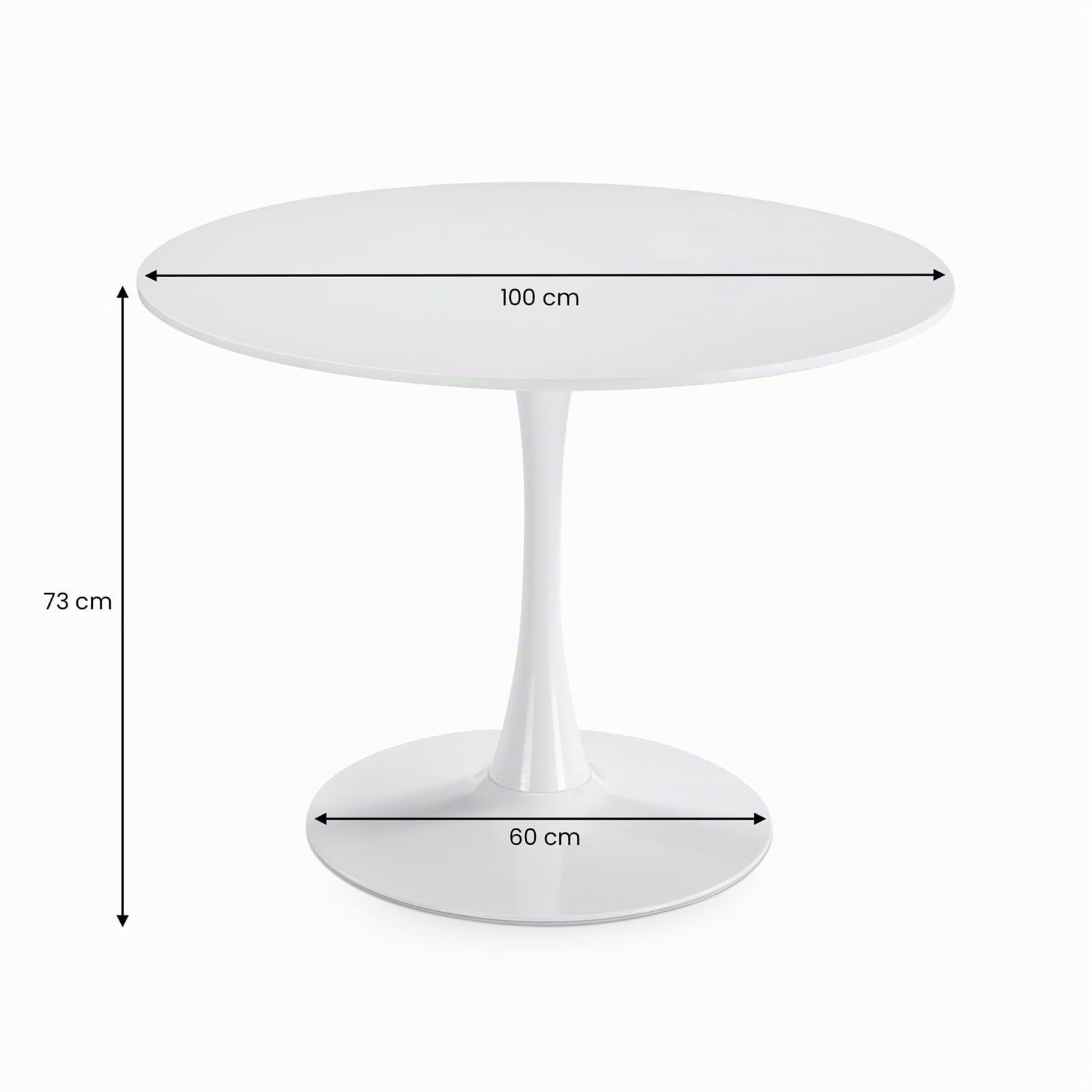 IDIMEX Esstisch Loire, rund 100 cm, Weiß - Esszimmertisch mit Tulpenfuß, runder Küchentisch aus lackiertem MDF, ideal für kleine Essbereiche, modernes Design, pflegeleicht und robust