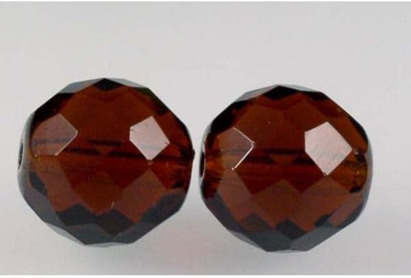 30pcs Fire Polished Faceted Beads Round 8 mm, Transparent Brown (10110), Bohemia Crystal Glass, Czechia 15119001