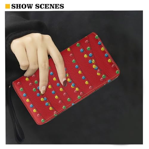 Image of Bulopur Christmas Lights Wallet for Women RFID Wristlet Wallets Zip Around Cash Slim Compact Clutch Long Credit Card Holder PU Leather Handbags Xmas Gifts for Ladies