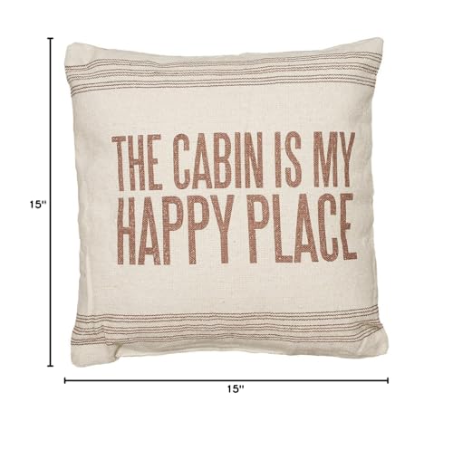 Primitives-by-Kathy-21684-Vintage-Flour-Sack-Style-The-Cabin-is-My-Happy-Place-Throw-Pillow-15-Inch-Square Primitives by Kathy 21684 Vintage Flour Sack Style The Cabin is My Happy Place Throw Pillow 15 Inch Square